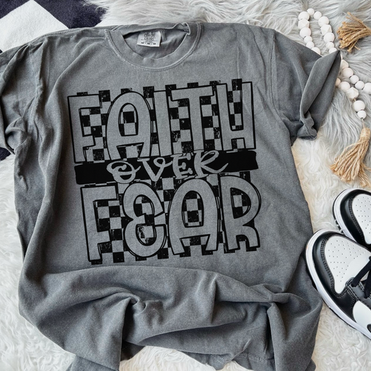 FAITH OVER FEAR CHECK BLACK 0108