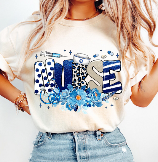 NURSE BLUE FLORAL 0304