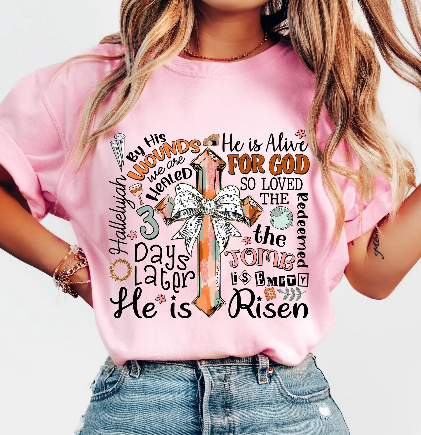 HE IS RISEN TYPO CROSS 0108
