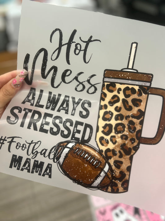 ALWAYS STRESSED FOOTBALL MAMA (BLACK)