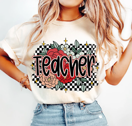 TEACHER FLORAL CHECK 0501