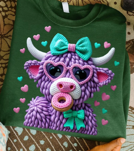 Purple Valentine Cow